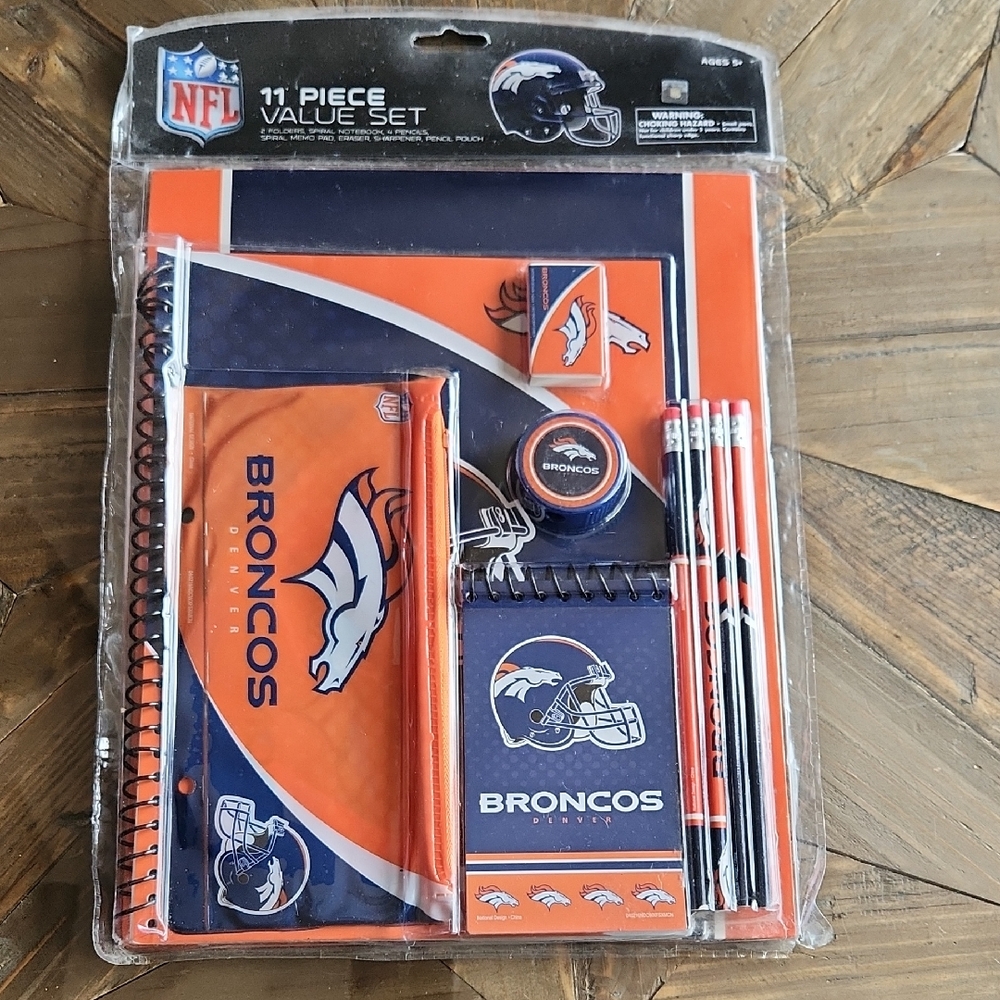 NFL Broncos Orange and Blue Stationery Set New In Package Collectible Rare